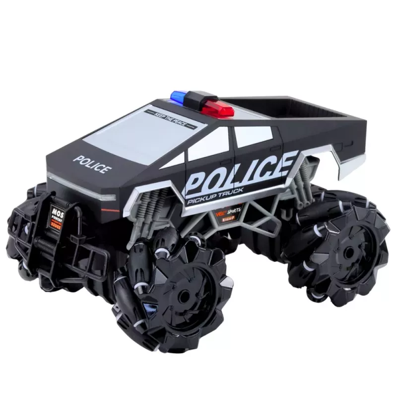 LEAN TOYS Veículo Offroad Pick Up Truck Polícia Telecomandado RC Luzes Fumo 1:16