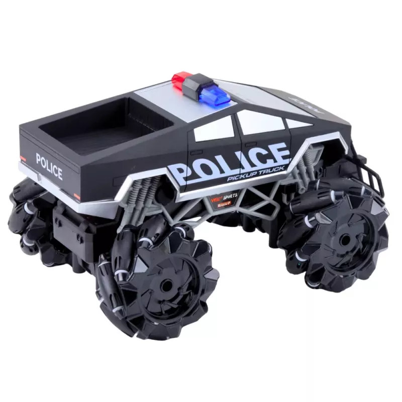 LEAN TOYS Veículo Offroad Pick Up Truck Polícia Telecomandado RC Luzes Fumo 1:16