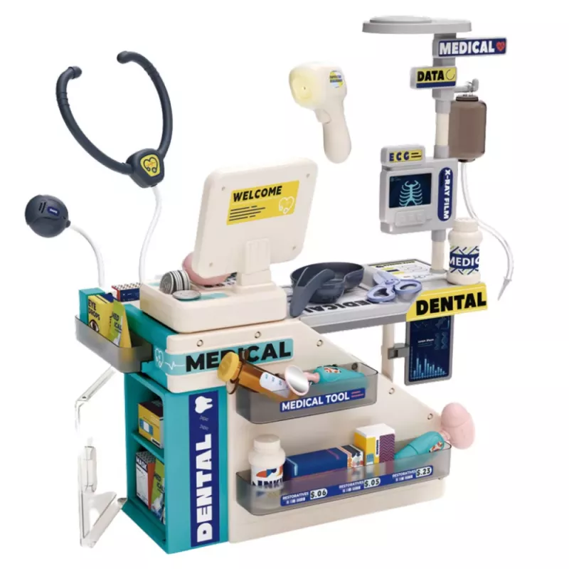 LEAN TOYS Conjunto de Dentista e Farmacêutico com Luz e Som Acessórios 51 Peças