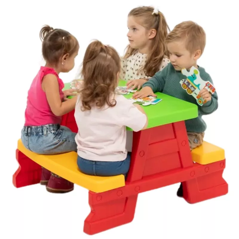 Dorex Conjunto de Mesa e Banco de Jardim para Crianças Vermelho 5067