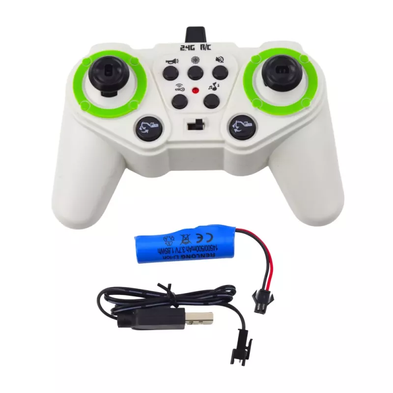 LEAN TOYS Escavadora Crawler RC Telecomandada com Luz e Som, Branco, Escala 1:24