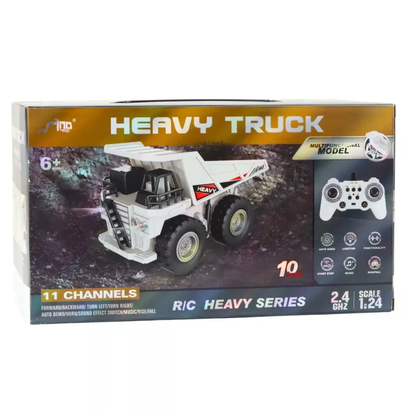 LEAN TOYS Escavadora Crawler RC Telecomandada com Luz e Som, Branco, Escala 1:24
