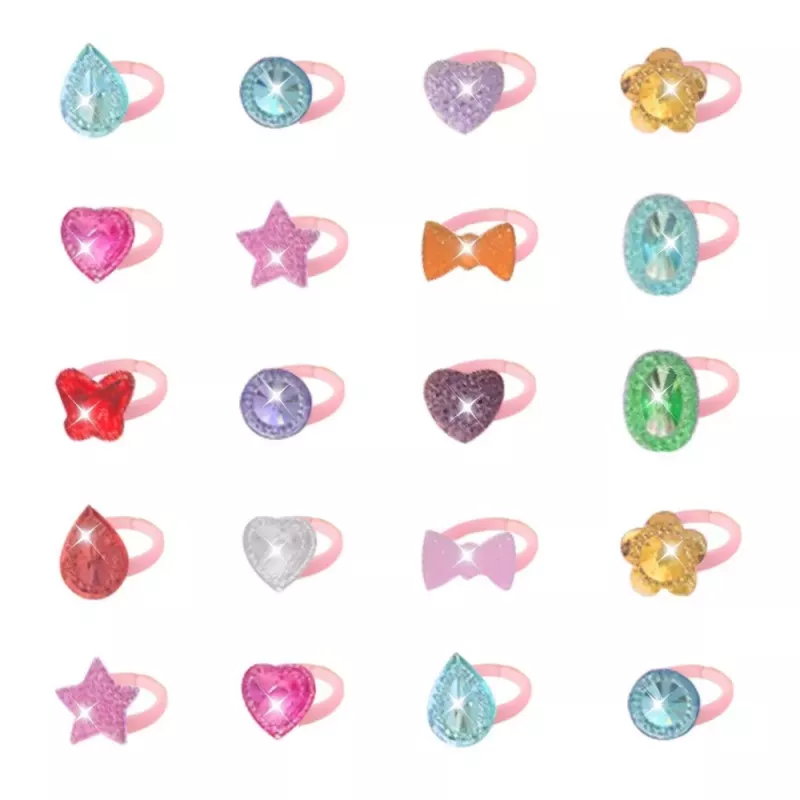 LEAN TOYS Conjunto de Beleza Anéis para Crianças Diamantes Coloridos 50 unid.