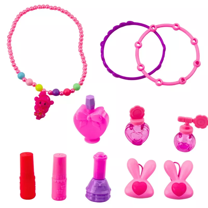 LEAN TOYS Conjunto de Beleza Penteadeira em Mala 2 em 1 Acessórios Unicórnio Rosa