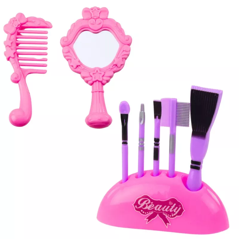 LEAN TOYS Conjunto de Beleza Penteadeira em Mala 2 em 1 Acessórios Unicórnio Rosa