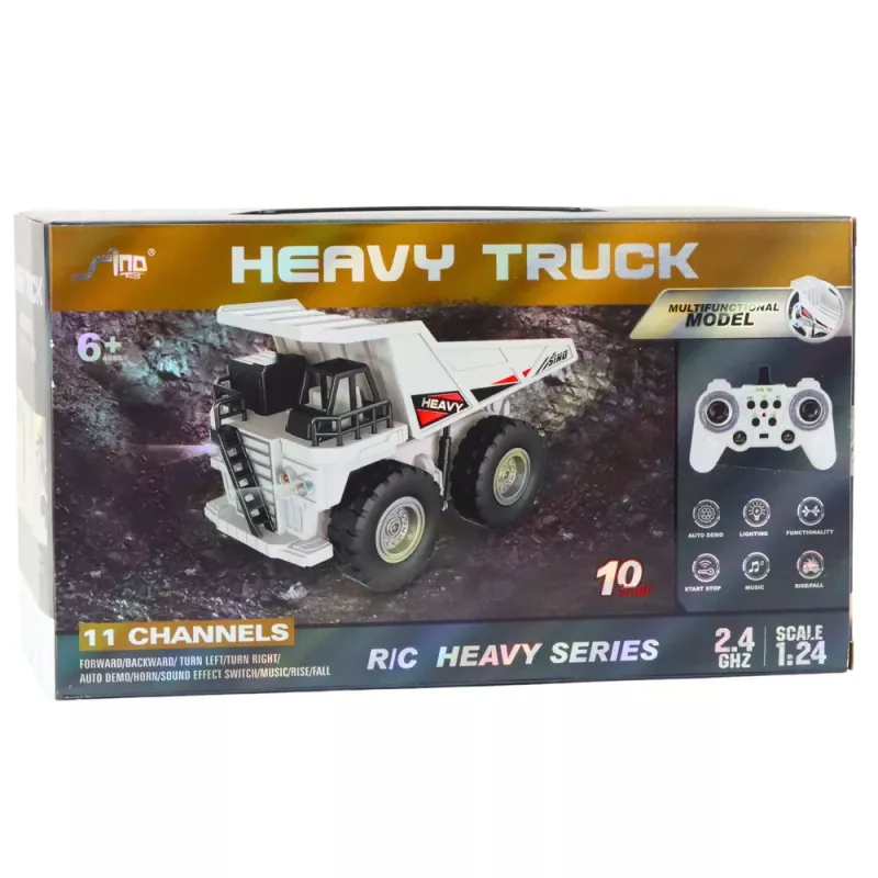 LEAN TOYS Camião Basculante RC Telecomandado com Luz e Som Branco 1:24