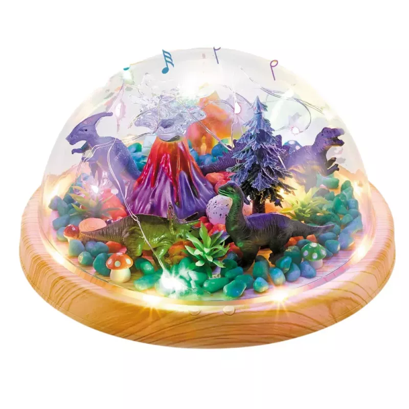 LEAN TOYS Conjunto Criativo Terrário de Dinossauro DIY com Luz Noturna de Cúpula