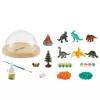 LEAN TOYS Conjunto Criativo Terrário de Dinossauro DIY com Luz Noturna de Cúpula