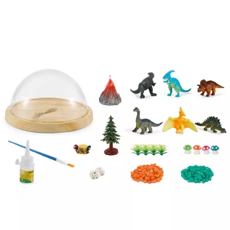 LEAN TOYS Conjunto Criativo Terrário de Dinossauro DIY com Luz Noturna de Cúpula