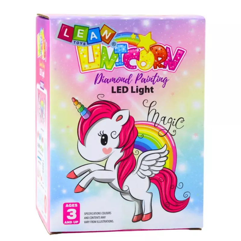 LEAN TOYS Conjunto Criativo Unicórnio em Frasco Diamantes Luz Noturna Telecomando DIY