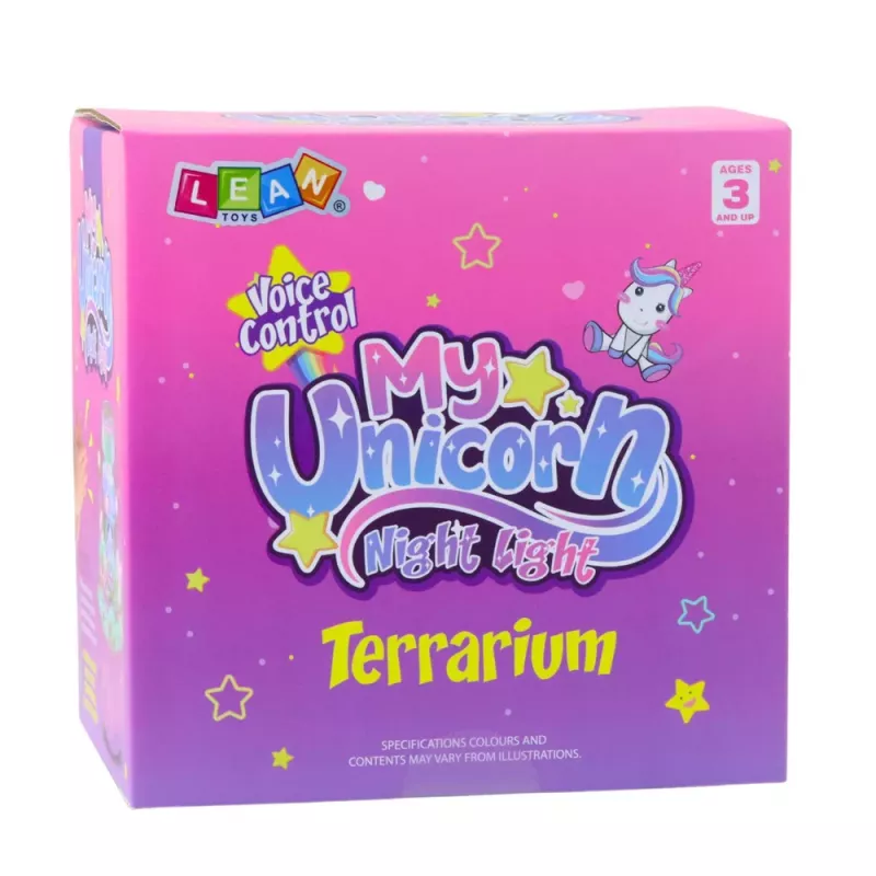 LEAN TOYS Conjunto Criativo Terrário Unicórnios Luz Noturna Controlo de Voz DIY