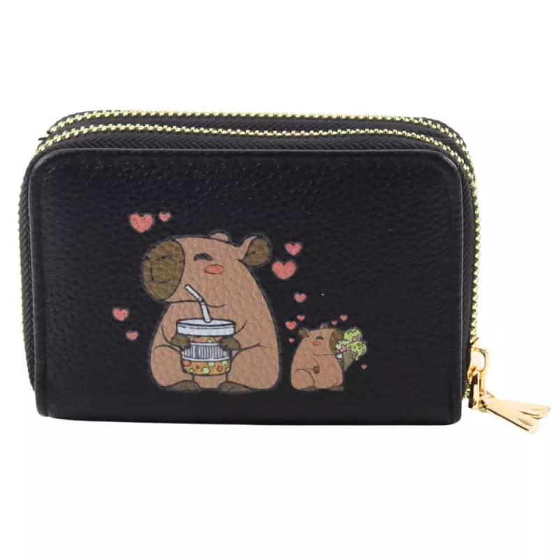 LEAN Carteira de dois compartimentos com porta-cartões Capivara Preto 12,5 x 8,5 cm
