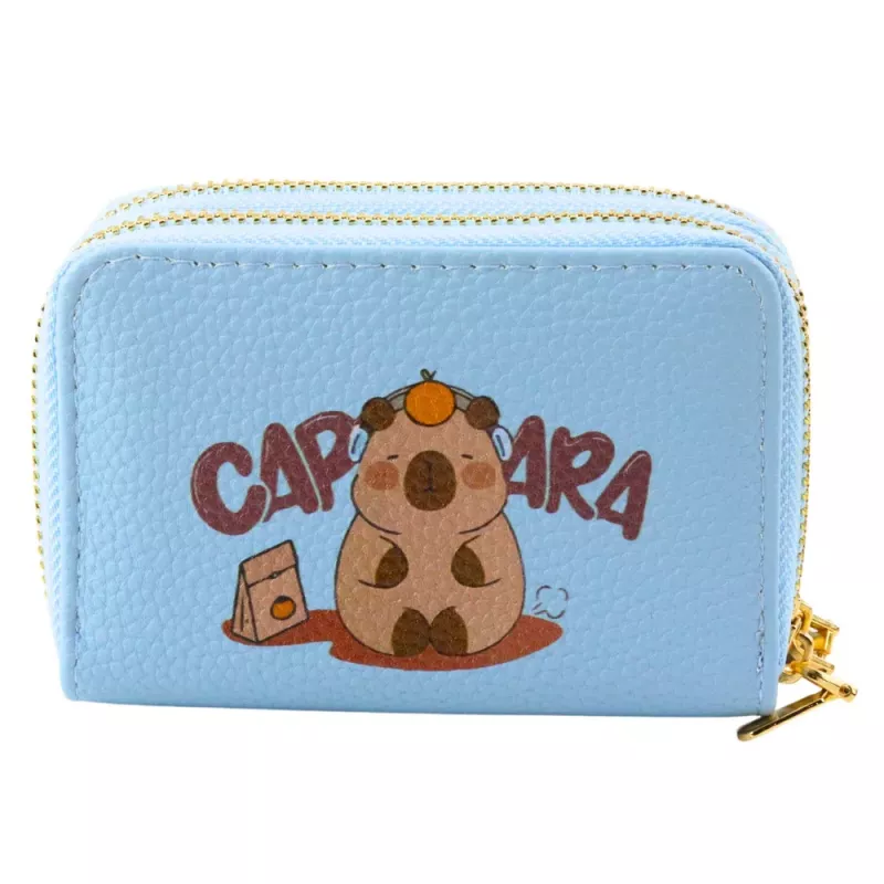 LEAN Carteira de dois compartimentos com porta-cartões Capivara Azul 12,5 x 8,5 cm