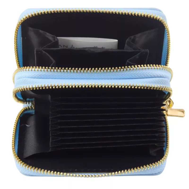 LEAN Carteira de dois compartimentos com porta-cartões Capivara Azul 12,5 x 8,5 cm