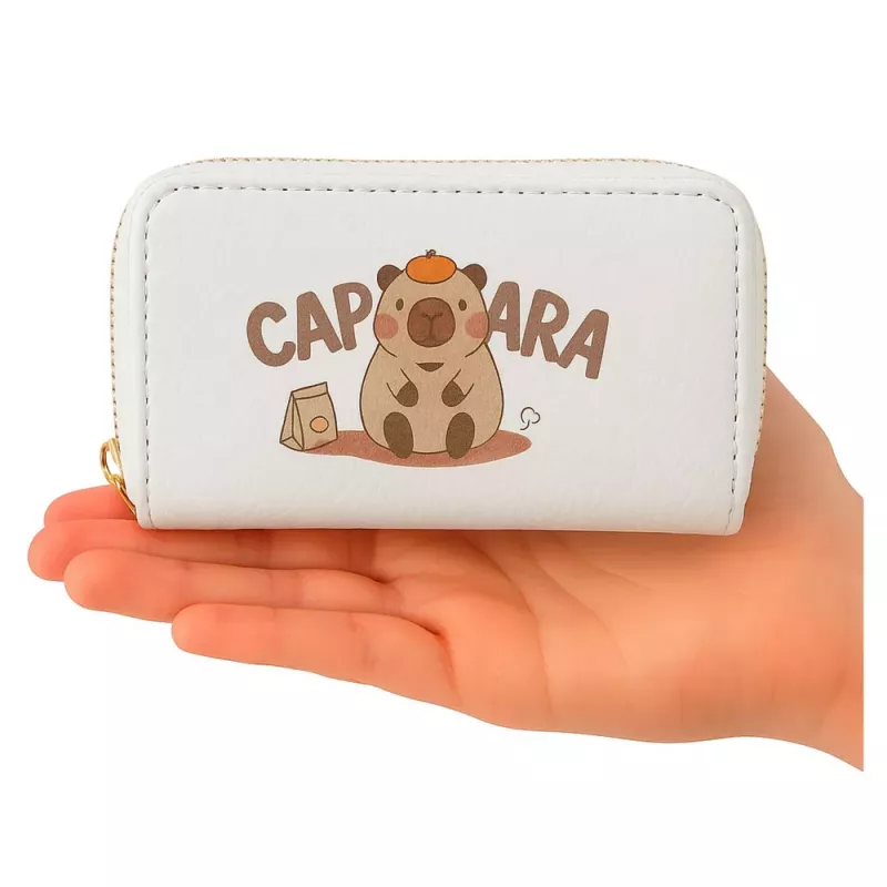 LEAN Carteira de dois compartimentos com porta-cartões Capivara Branco 12,5 x 8,5 cm