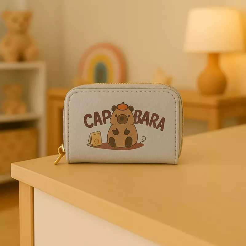LEAN Carteira de dois compartimentos com porta-cartões Capivara Branco 12,5 x 8,5 cm