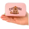 LEAN Carteira de dois compartimentos com porta-cartões Capivara Rosa 12,5 x 8,5 cm