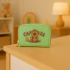 LEAN Carteira de dois compartimentos com porta-cartões Capivara Verde 12,5 x 8,5 cm