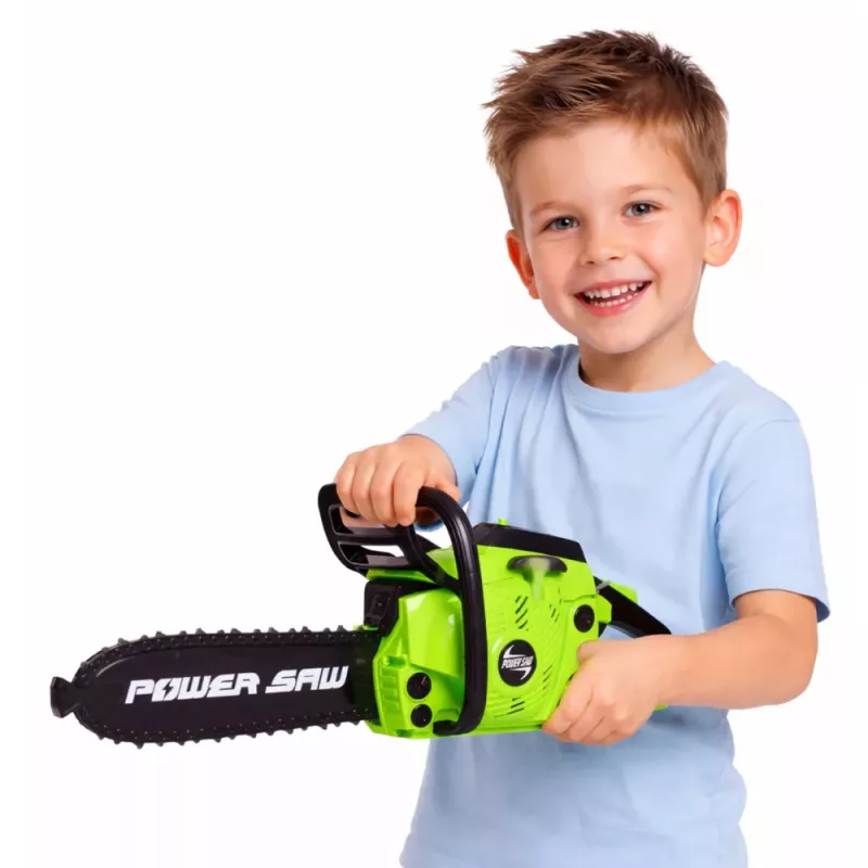 LEAN TOYS Motosserra de brincar para crianças com luz e som Verde