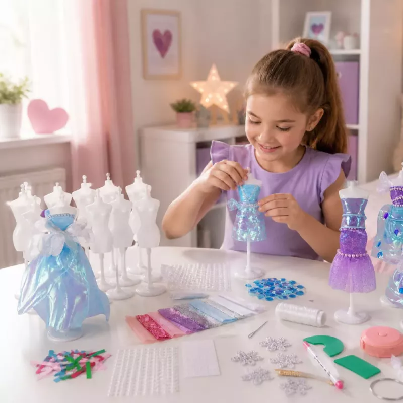 LEAN TOYS Conjunto de costura de vestido de boneca DIY Little Fashion Designer 143 peças