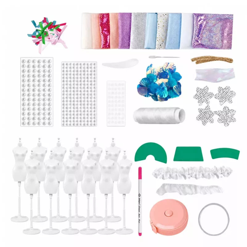 LEAN TOYS Conjunto de costura de vestido de boneca DIY Little Fashion Designer 143 peças