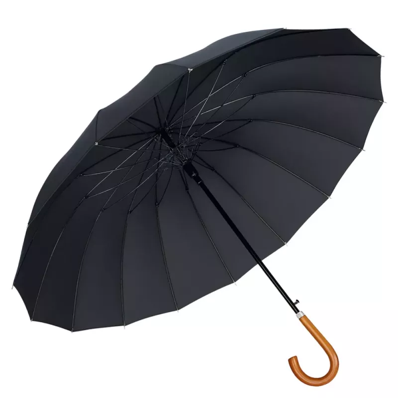 LEAN Guarda-chuva automático grande com proteção para os braços 24 varetas Preto 115 cm