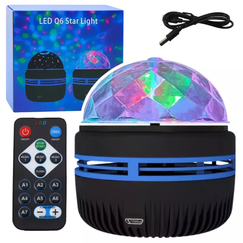 LEAN Bola projetor candeeiro de noite luzes LED coloridas 360° com comando