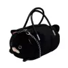 LEAN TOYS Mala de mão em peluche em forma de gato com alças de corrente, Preto