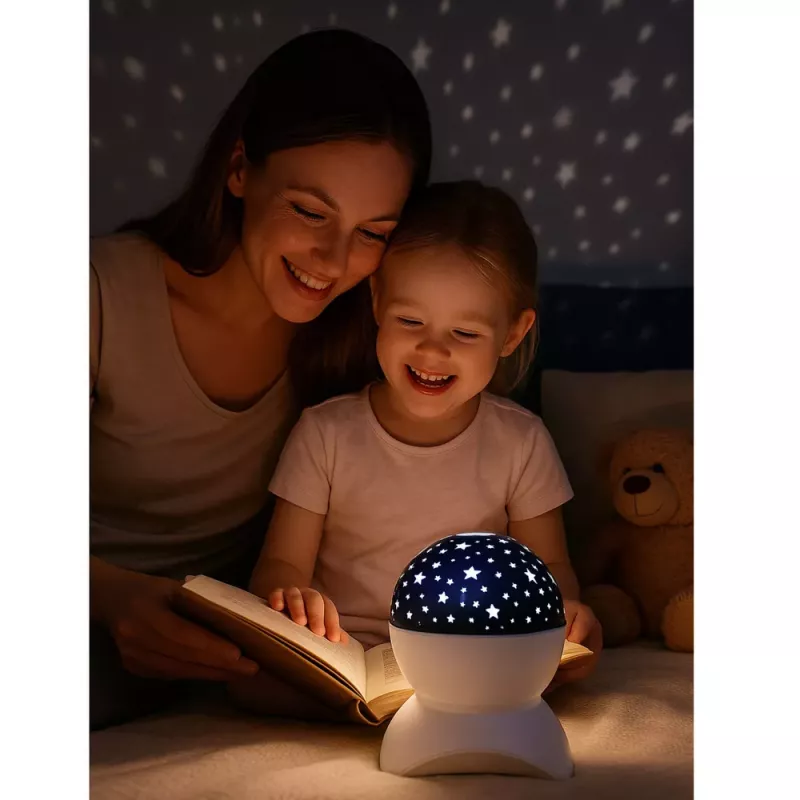 LEAN Candeeiro de noite Projetor de estrelas 3 em 1 Altifalante LED Bluetooth Branco