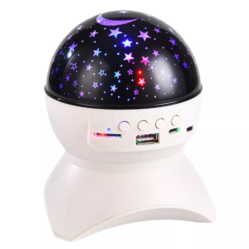 LEAN Candeeiro de noite Projetor de estrelas 3 em 1 Altifalante LED Bluetooth Branco