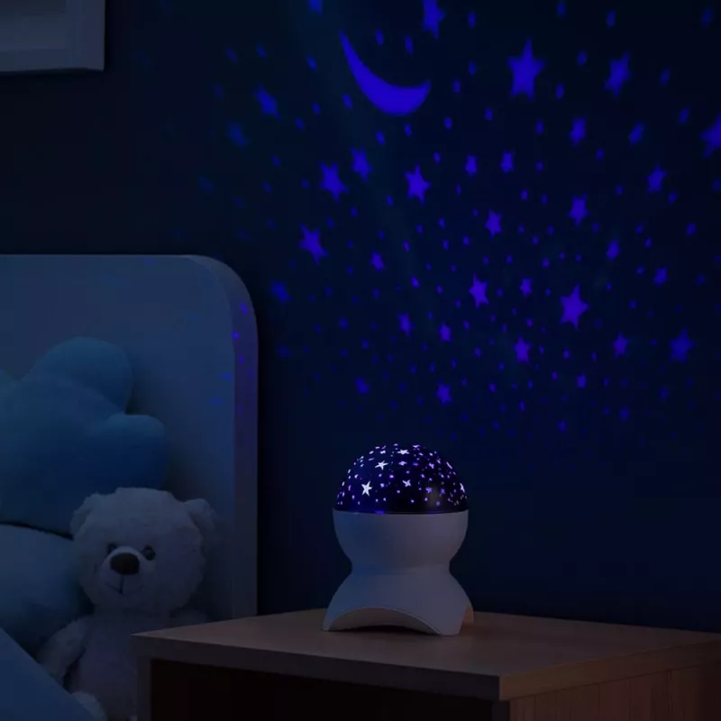 LEAN Candeeiro de noite Projetor de estrelas 3 em 1 Altifalante LED Bluetooth Branco
