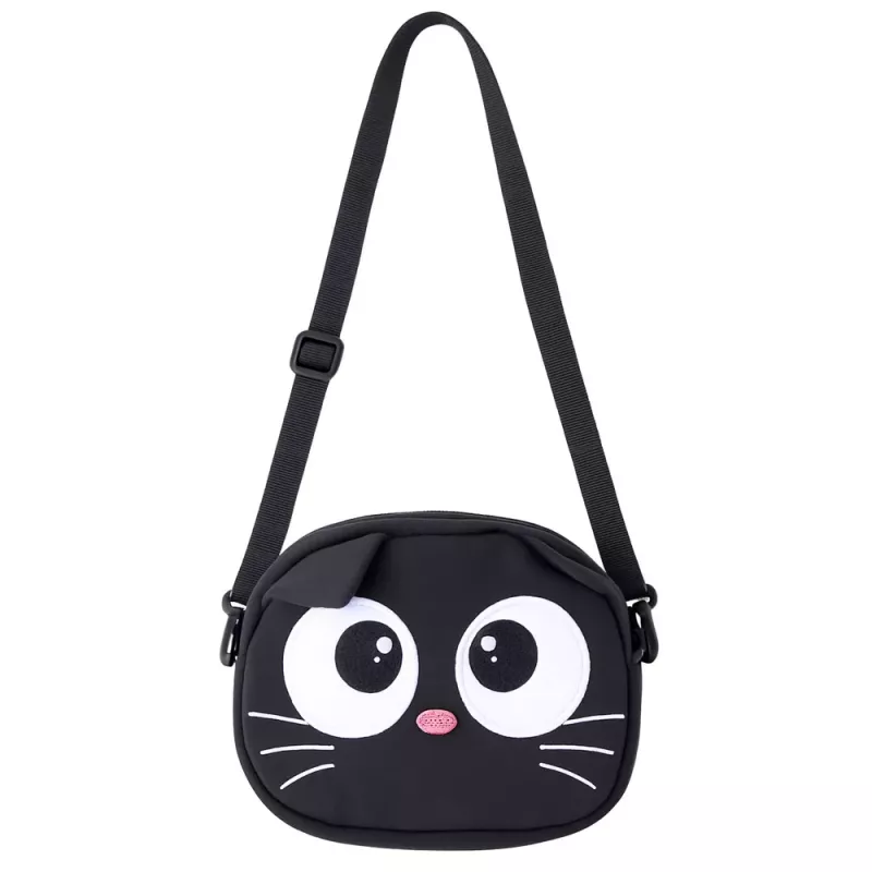 LEAN TOYS Bolsa de gato com bolso com fecho e alça ajustável Preto 21 x 16 cm