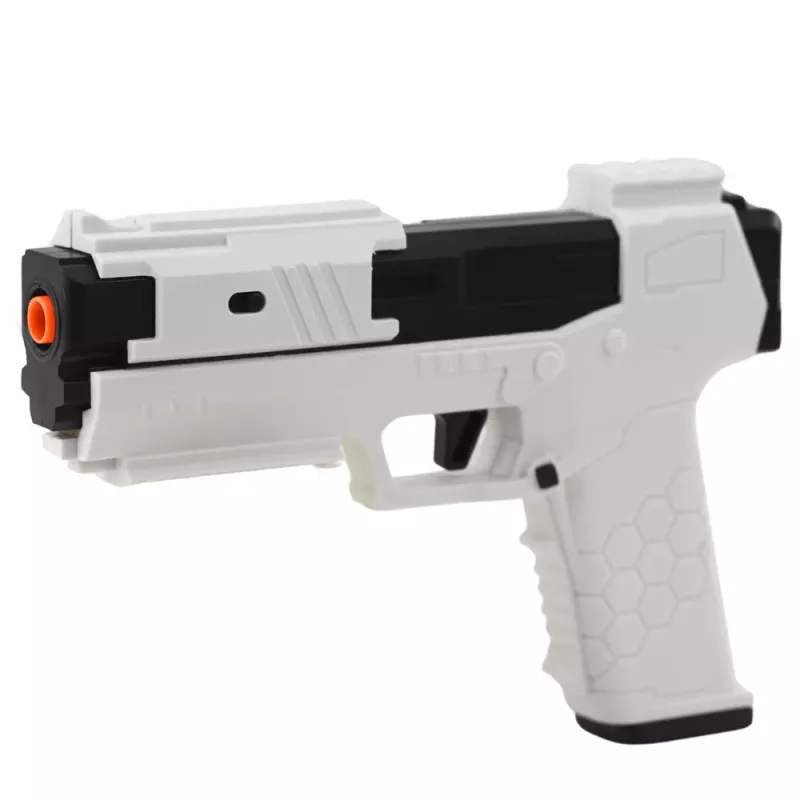LEAN TOYS Pistola de brincar com cartuchos de espuma e invólucros Branco (pack de 100)