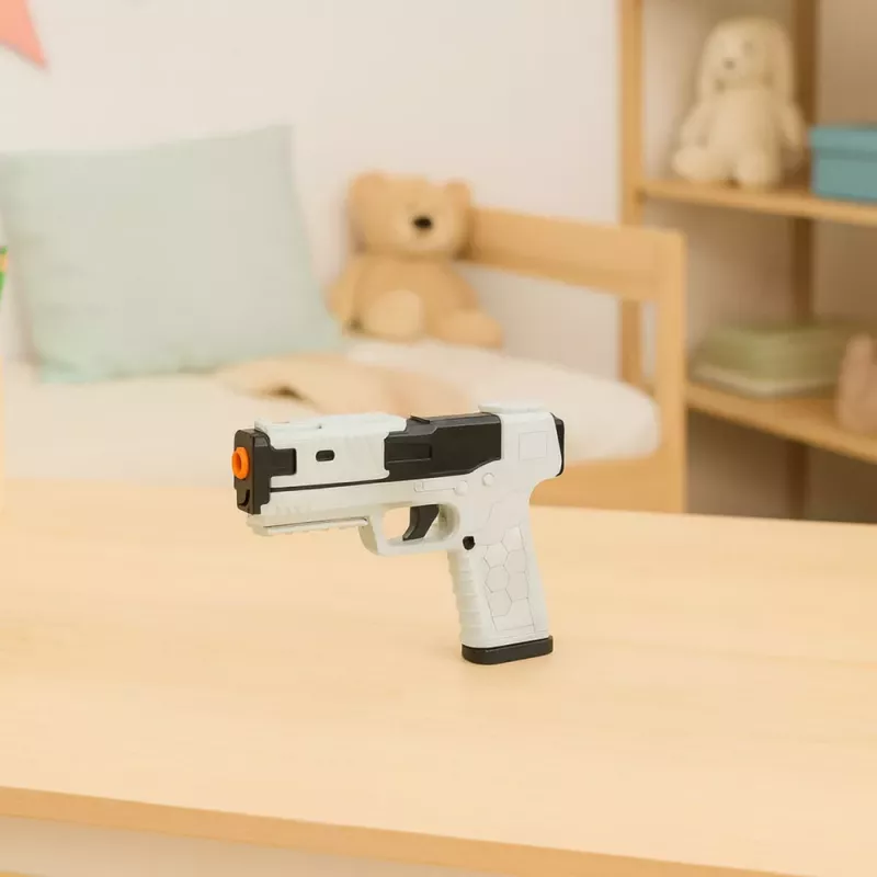 LEAN TOYS Pistola de brincar com cartuchos de espuma e invólucros Branco (pack de 100)