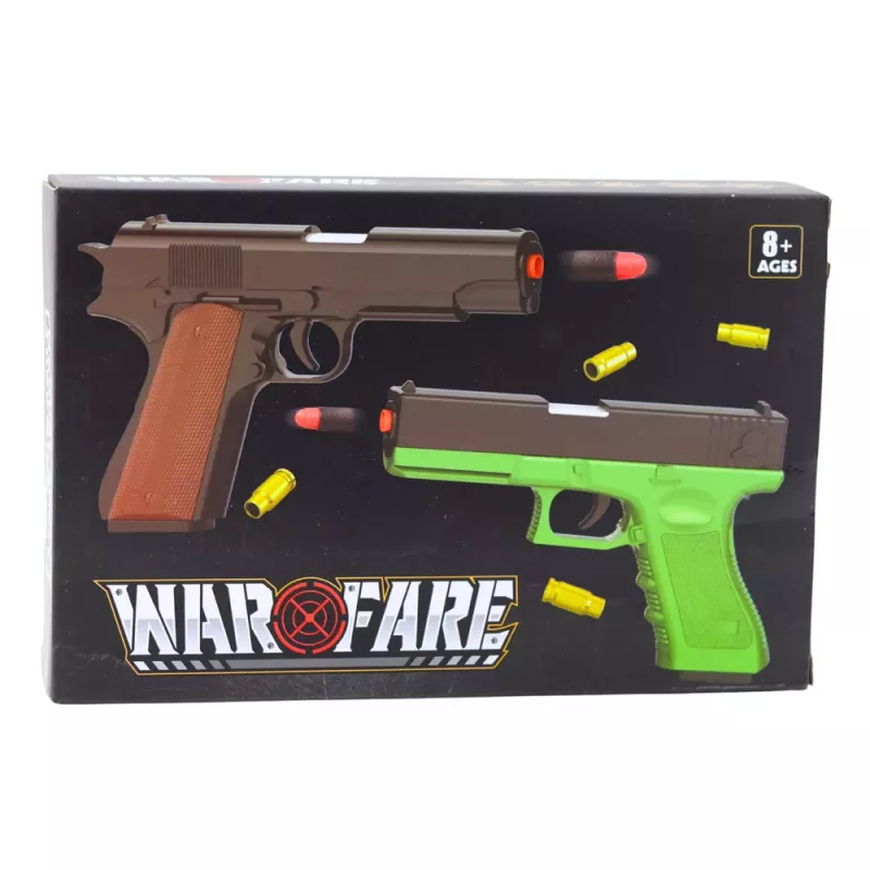 LEAN TOYS Pistola de brincar com cartuchos de espuma e invólucros Branco (pack de 100)