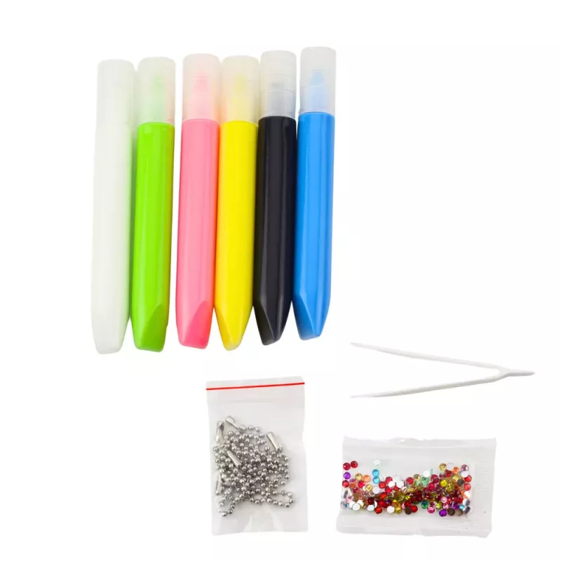 LEAN TOYS Conjunto criativo DIY Pintura em vidro Porta-chaves Dinossauro marcadores 6 unid.