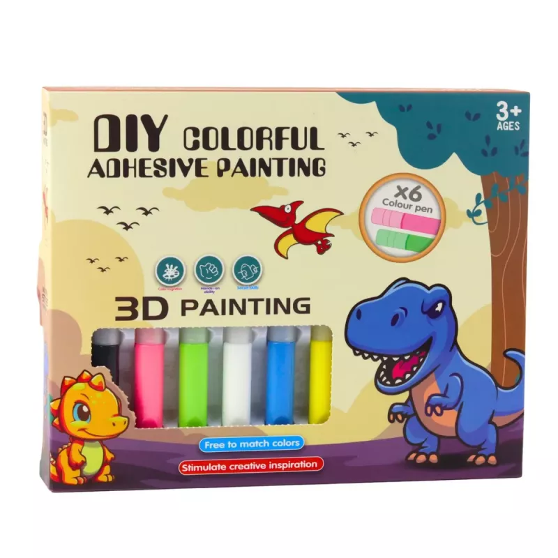 LEAN TOYS Conjunto criativo DIY Pintura em vidro Porta-chaves Dinossauro marcadores 6 unid.