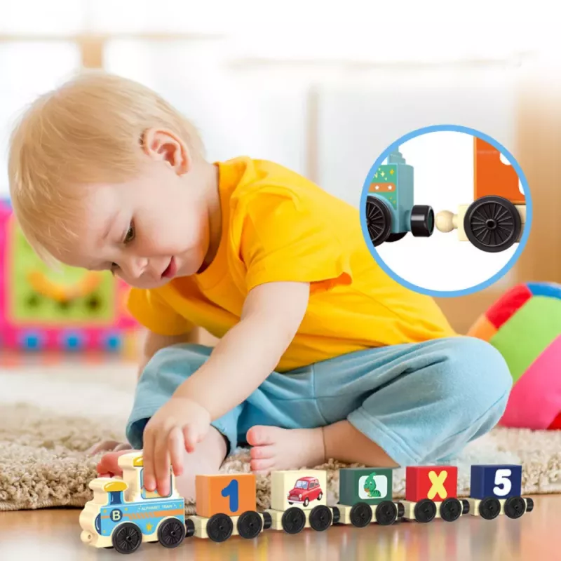 LEAN TOYS Comboio didático, letras, números, Colorido, 16 peças