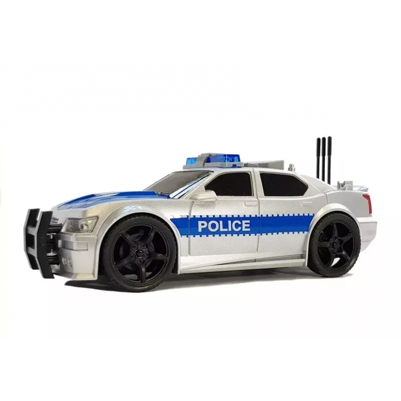 LEAN TOYS Carro de polícia a pilhas 1:20 luz e som Silver