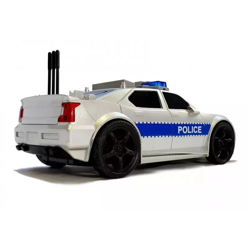 LEAN TOYS Carro de polícia a pilhas 1:20 luz e som Silver
