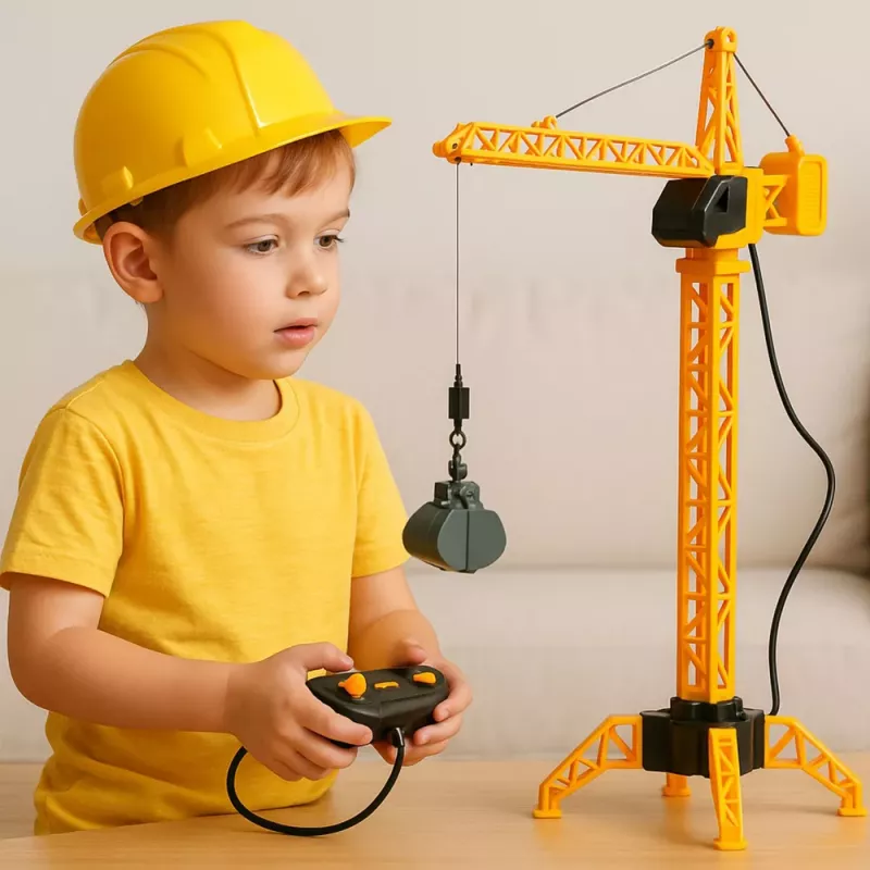 LEAN TOYS Grua de construção com comando RC cabo rotação 360° 71 cm