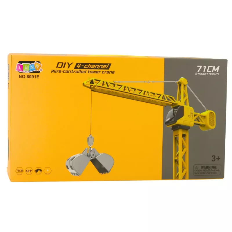 LEAN TOYS Grua de construção com comando RC cabo rotação 360° 71 cm