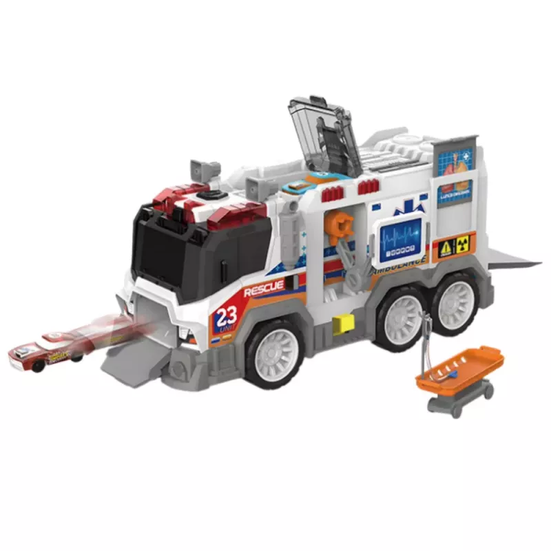 LEAN TOYS Ambulância City Veículo médico com tração, luzes e sons