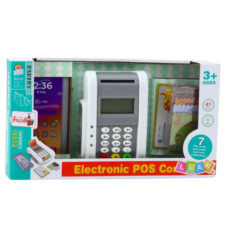 LEAN TOYS Conjunto de loja Terminal de pagamento Telefone Cartão Luzes e sons
