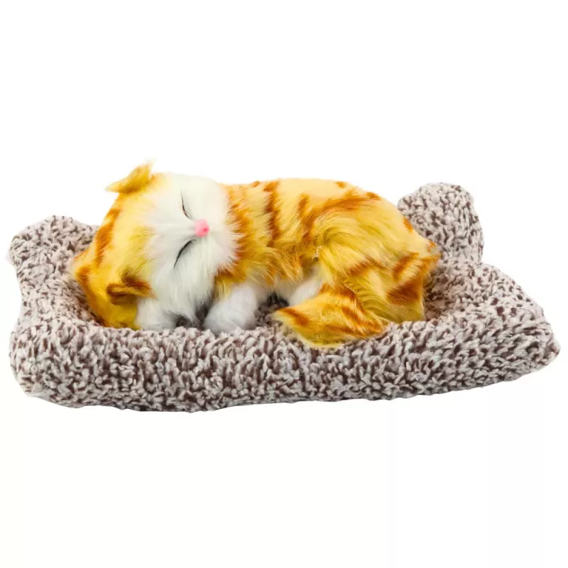 LEAN TOYS Gato ruivo a dormir em almofada Figura com sons de saco de pelo