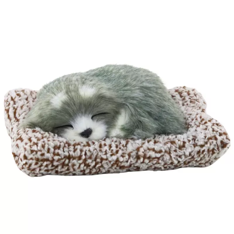 LEAN TOYS Figura de Husky a dormir numa almofada com bolsa de pelo e sons