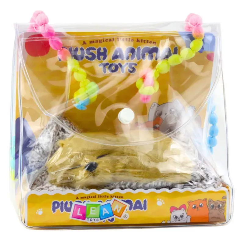LEAN TOYS Figura de Labrador a dormir numa almofada com pelo e bolsa transparente com sons