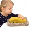 LEAN TOYS Figura de cachorro de Labrador a dormir numa almofada com pelo e bolsa transparente