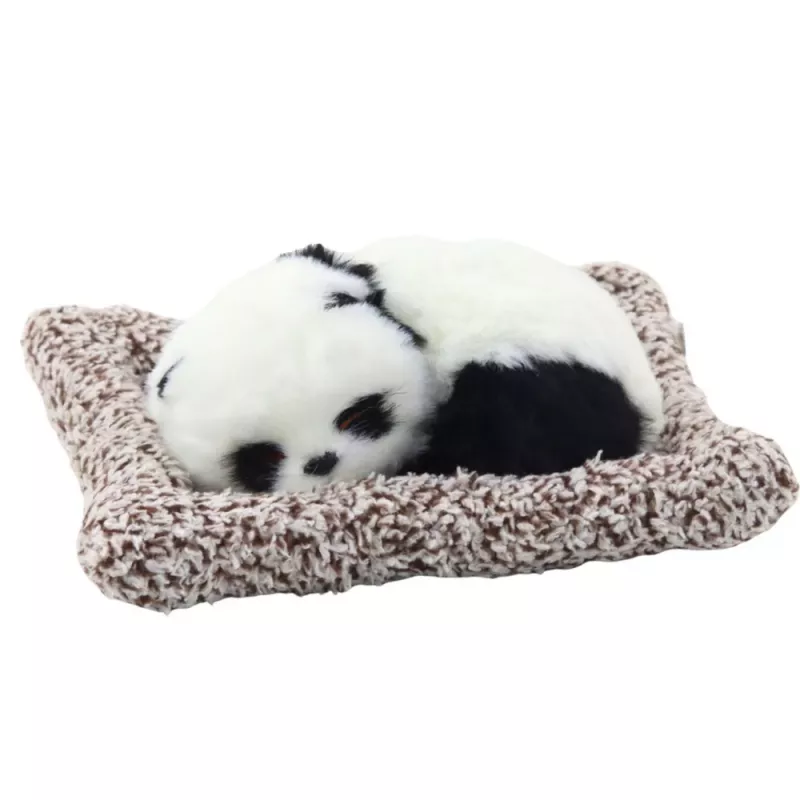 LEAN TOYS Figura de Panda a dormir numa almofada com pelo e bolsa transparente