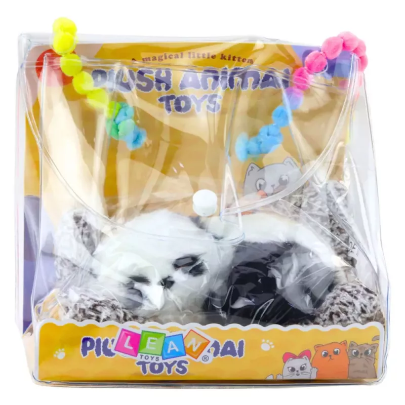 LEAN TOYS Figura de Panda a dormir numa almofada com pelo e bolsa transparente